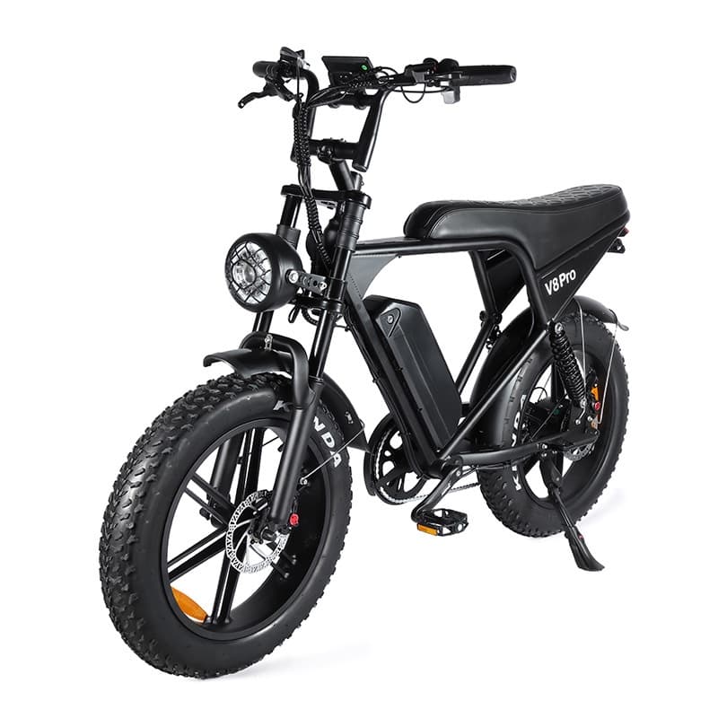 HISPEED Trail R5 — Trilha, Pneu largo estilo retrô, câmbio Shimano e motor de 800W para sair do asfalto.